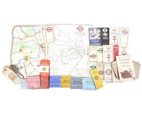 An assortment of railwayana. Including National Union of Railwaymen Member's Contribution Cards, maps, luggage tags and ticke