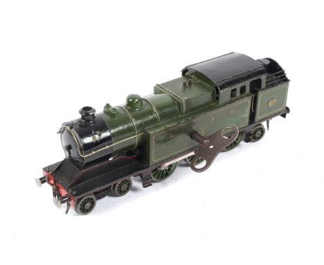 0 gauge LNER 4-6-2 Class 3 tank engine. Scratch built, with clockwork mechanism and key.