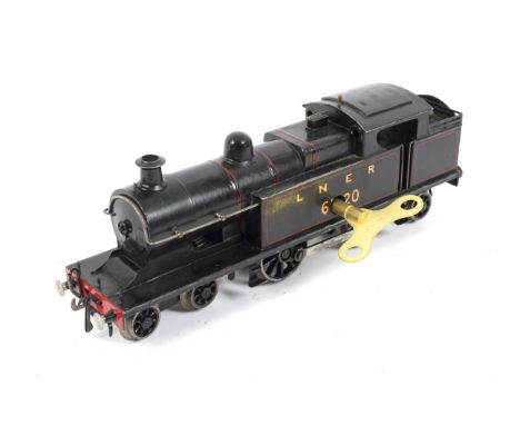 0 gauge LNER 4-4-2 6120 tank engine. Scratch built, with clockwork mechanism and key.