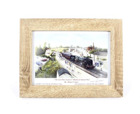 Limited edition signed print, 053/500, The Last Pines Express, Radstock Station, framed.