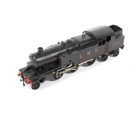 0 gauge LMS 2-6-4 2603 tank engine. Scratch built, with clockwork mechanism but no key.