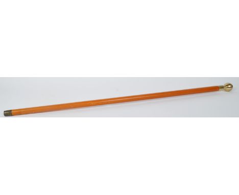 A vintage 20th century gentleman's captain wooden walking stick. The cane having brass screw of lid to handle opening to reve