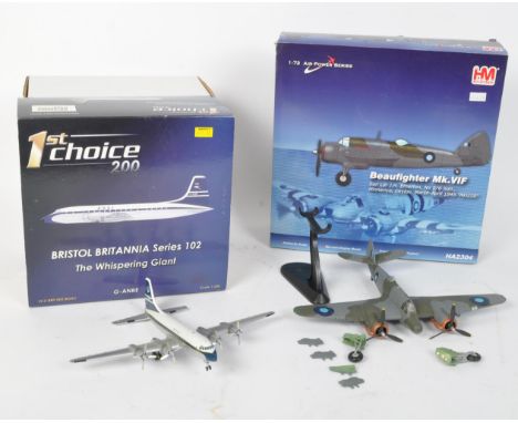 Two boxed diecast model aeroplanes of Military and Commercial interest comprising First Choice 1/200 scale BOAC Bristol Brita