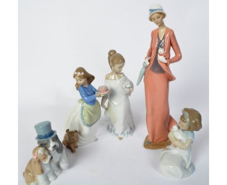 A collection of six vintage 20th century Nao Spanish porcelain figures to include models 1433, 1482, 1480 and 1045. Overall g