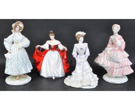 An assortment of vintage 20th century bone china lady figurines to include Royal Worcester 'Walking-out&nbsp; Dresses of the 
