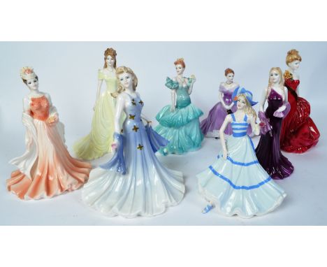 A collection of eight vintage 20th century Coalport bone china lady figurines to include Ladies of Fashion - Shirley, Susan, 
