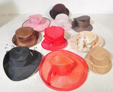 A collection of vintage 20th century ladies dress cocktail wedding hats in various colours &amp; shapes. All if overall good 