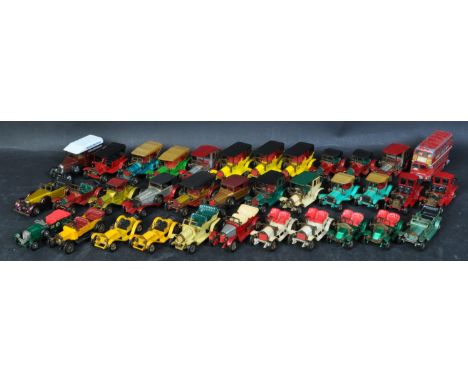 A collection of approximately thirty-five vintage Lesney Products diecast model toys. Largest measures approx 12cm length.