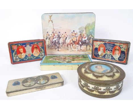 A collection of vintage&nbsp; early 20th Century Royal commemorative confectionary tins. Comprising of S J Fry &amp; Sons, Ro
