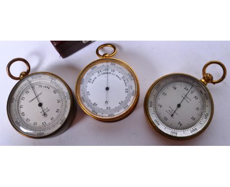 Three Edwardian early 20th century &amp; later compensated pocket barometers. The lot to include a M.D.S Ltd, London compensa
