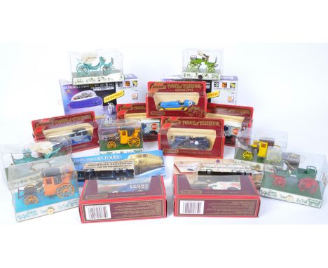 An assortment of vintage 20th Century die cast buses and cars. Including; Matchbox - Models of Yesteryear, thunderbolt remote