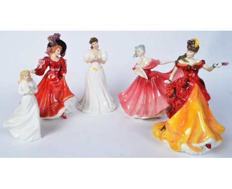 Royal Doulton - A collection of nine vintage 20th century Royal Doulton bone china lady figurines to include Belle HN3703, Pa