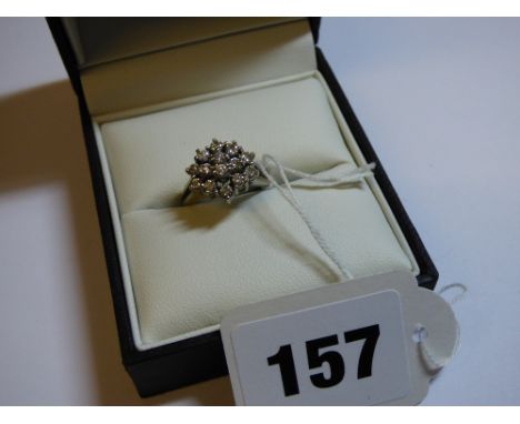 18CT WHITE GOLD CLUSTER DRESS RING 5.5 G APPROX OVERALL SIZE K/L