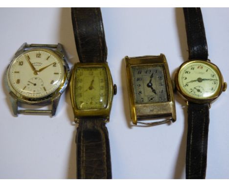 ROTARY JUNIOR WRIST WATCH,R.W GOLD PLATED WRIST WATCH, 9CT GOLD CASED VINTAGE WATCH AND LADIES  SILVESTERS OF COVENTRY WATCH