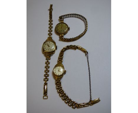 LADIES VINTAGE WRIST WATCHES - 2 EVENTIDE AND 1 ROTARY  ON ROLLED GOLD STRAPS