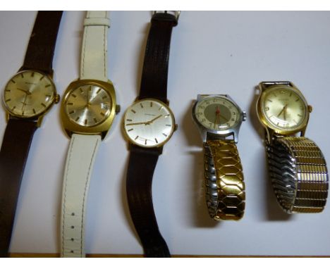 VINTAGE GENTLEMANS WRIST WATCHES-MONTINE DATE AUTOMATIC,MONTINE 17 JEWEL,GARRARD AND ROTARY AND ONE OTHER