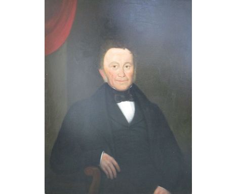 Victorian school portrait of a gentleman half length seated. H95cm x W76cm in gilt frame Fair condition . Losses to the frame