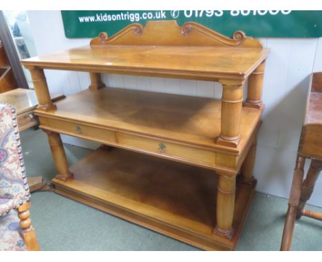 Victorian style buffet light walnut, three tier 135L x 102 H 