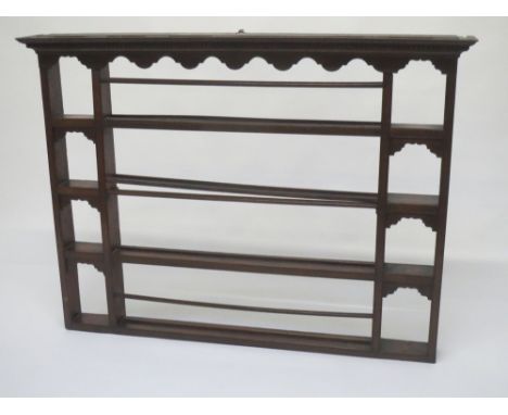 Oak Delft rack 107x155cm Has been well use slight marks to wood work one shelf lose fair condition 