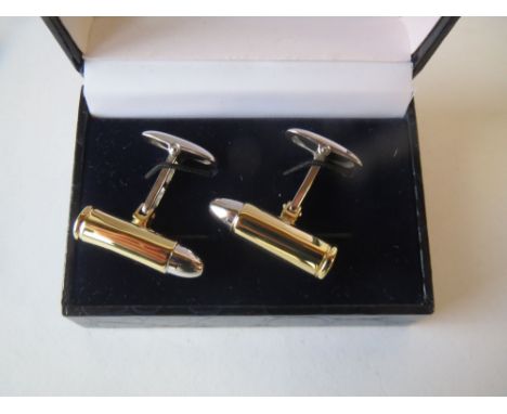 Silver bullet gold gilt cufflinks good condition