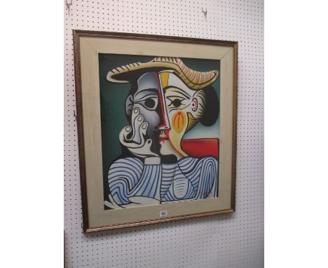 Homage to Pabblo Picasso, studio frame image portrait of a female in abstract, 59cmx49cm, bears a signature Good condition