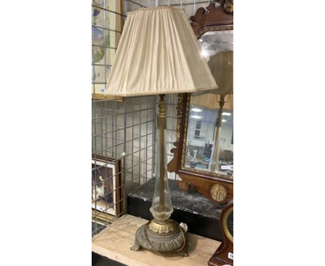 GLASS &amp; BRASS LAMP - 71CMS (H) APPROX - EXCLUDING SHADE 