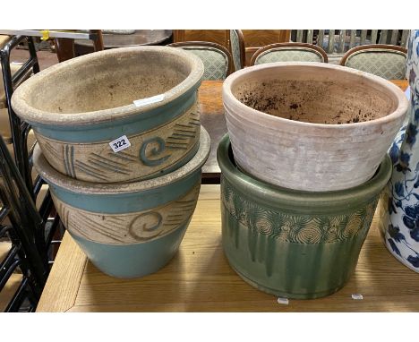 3 CERAMIC POTS &amp; ANOTHER