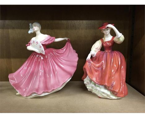 2 Royal Doulton figurine, Elaine HN3307and Buttercup HN2399 Good condition no cracks 