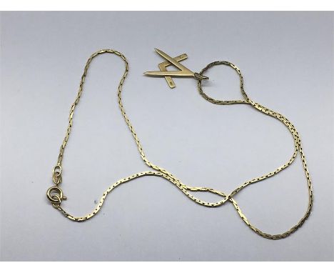 14 carat gold Masonic pendant and chain total weight 5.8 grams 