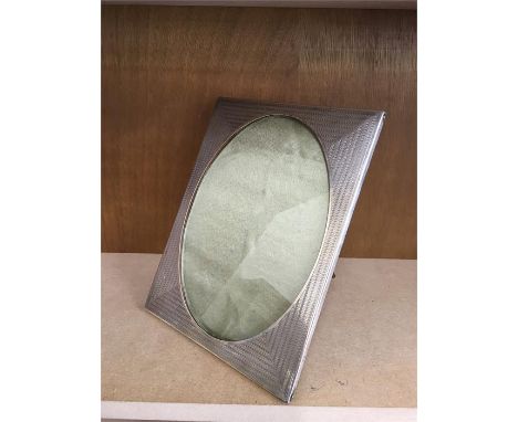 Large antique silver engine turned picture frame  22 cm x 17 cm 