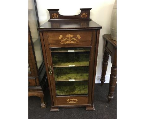 Mahogany Art Nouveau Music Cabinet Height approx 35.5 Inches, Width 18 inches