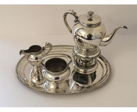 Antique Dutch 835 silver tea service  on tray hallmarked 835 total silver weight 1855 grams 
