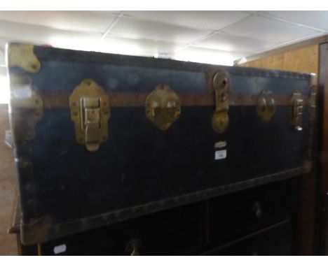 LARGE BRASS BOUND CABIN TRUNK 