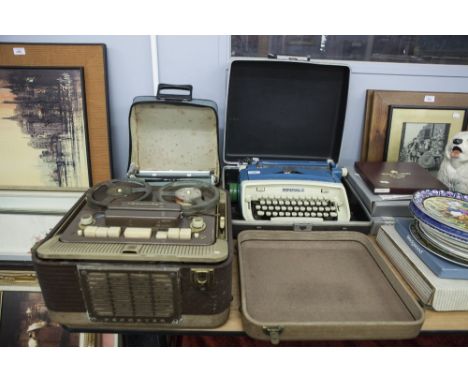 GRUNDIG 'REPORTER' REEL TO REEL TAPE RECORDER AND TWO TYPEWRITERS (3) 