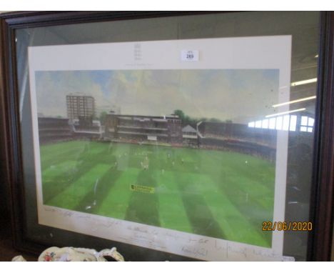 LIMITED EDITION CRICKET INTEREST PRINT, AFTER JACK RUSSELL ENTITLED “THE ULTIMATE TEST”, FROM THE PAINTING BY RUSSELL COMMEMO