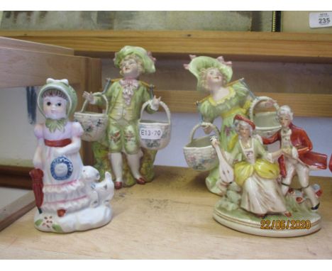 FOUR VARIOUS DECORATIVE CERAMIC FIGURES, LARGEST APPROX 17CM