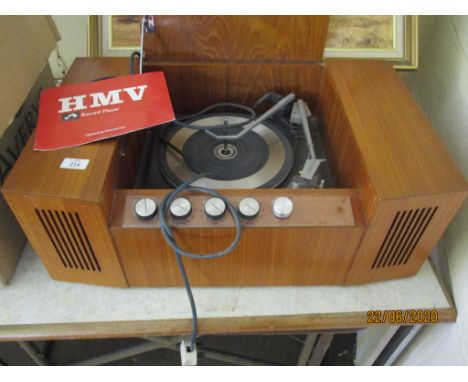 HMV GARRARD WOODEN CASED RECORD PLAYER CIRCA 1960S