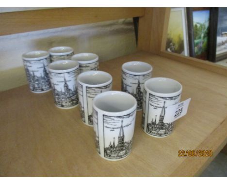 COLLECTION OF EIGHT ALTENKUNSTADT CERAMIC SHOT MEASURES OR GLASSES