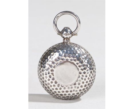 Edward VII silver sovereign case, Birmingham 1908, maker Aaron Lufkin Dennison, with ring finial, beaten effect exterior and 