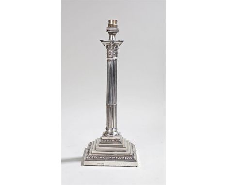 George V silver lamp, Sheffield 1921, maker John Round & Son Ltd,  the Corinthian capital above a fluted column and stepped b