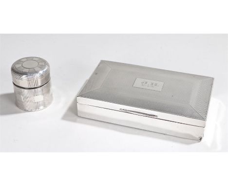 Edward VII silver inkwell and cover, London 1901, maker Sampson Mordan & Co, with engine turned exterior, bayonet fitting lid