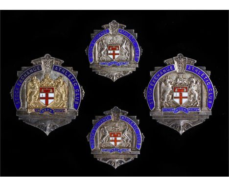Two large and two small George V silver Stock Exchange Athletic Club prizes, Birmingham 1929-1932, maker A E Poston & Co Ltd,