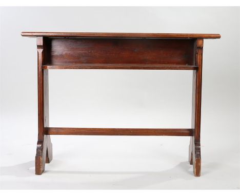 19th Century pine church bible stand, the rectangular top above a trough and plank sides, 92cm long