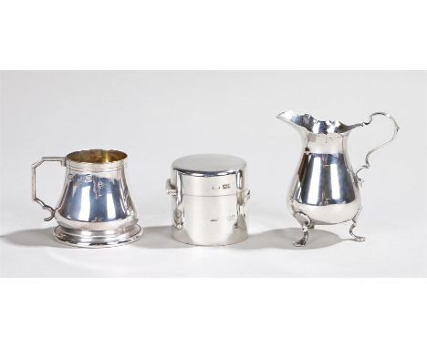 Victorian silver milk jug, Birmingham 1897, makers Walker and Hall, Edward VII silver inkwell, London 1906, maker Grey & Co, 