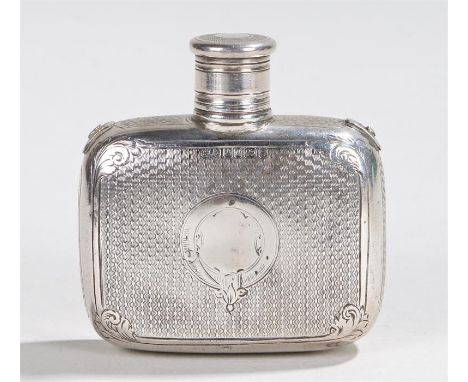 Victorian silver hip flask, Sheffield 1844, maker Atkin Bros, with a screw cap above an engine turned body, 1.6oz