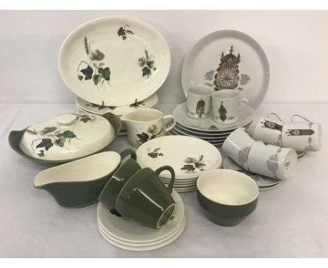 2 vintage ceramic part tea sets. Palissy dinner &amp; tea ware with green ivy spray design. Together with a Mitterteich Porze