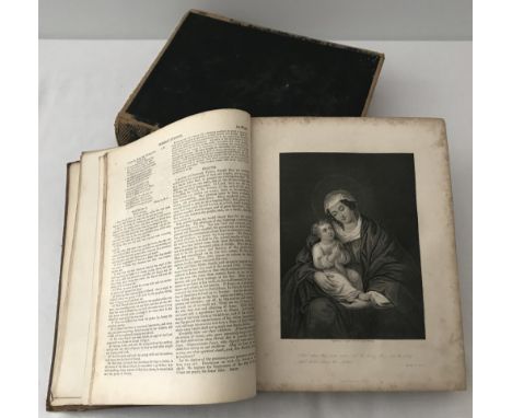 An 1865 leather bound Holy Bible together with a prayer &amp; hymn book (damage to spine). Oxford Bible printed at the Univer