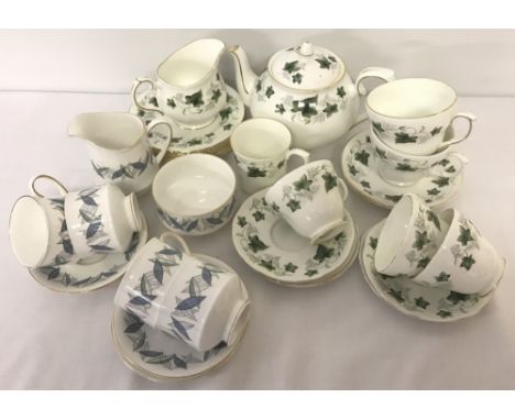 2 vintage ceramic part tea sets; Royal Standard "Trend" pattern and Duchess "Ivy" pattern.  