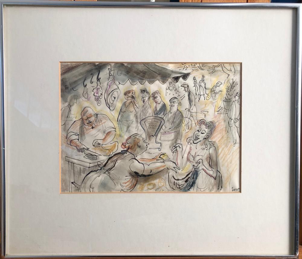 § Walter Goetz (German/British, 1911-1995) Paris Market signed 'Goetz ...