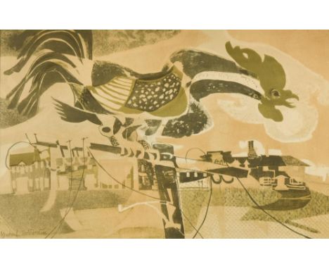 § Michael Rothenstein, RA (British, 1908-1993) Cockerel in a Landscape lithograph 44 x 69cm (17 x 27in)  No areas of damage a